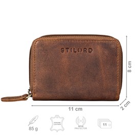 STILORD 'Luxor' Premium Zip Pouch Wallet for Men Women Real Leather Small - Credit Card Wallet Genuine Leather Wallet with RFID Protection - Wallet with Coin Pocket, Colour:Middle Brown