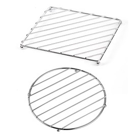 Turbokey Trivets for Hot Dishes, 2 Pcs Cooling Steaming Rack Stainless Steel, Heat Resistant Trivets for Hot Pots Pans, Metal Trivet for Kitchen Counter Dining Table Cooktop Stovetop (Square&Round)