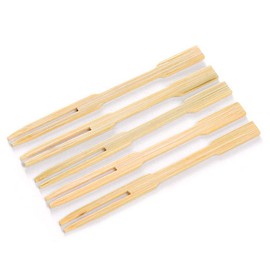 100pcs Bamboo Cocktail Forks Fruit Picks Skewers Sticks Disposable Dessert Wooden Food Forks Tableware Cutlery Fruit Forks Wedding Party Baby Shower Supplies 3.35 Inches Length