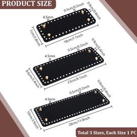 PH PandaHall Black Felt Bag Base Shaper Rectangle Crochet Bag Bottom, 3 Sizes Felt Insert Purse Bottom Knitting Crochet Bags Shaper with Holes for DIY Crochet Bag Shoulder Bags Purse Making