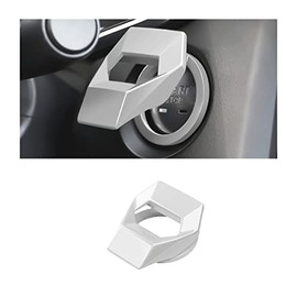 Moly Magnolia Engine Start/Stop Button Cover, Carbon Fiber Zinc Alloy Car Power Control Trim, Push to Start Button Key Ignition Protective Cover, Universal for Civic CRV XRV Challenger Charger CHR (Silver)
