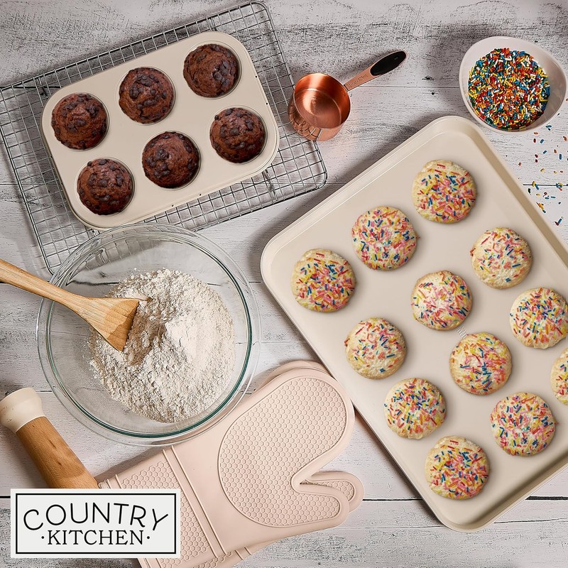 Country Kitchen Nonstick Stackable Bakeware Set - Deluxe Heavy Duty,