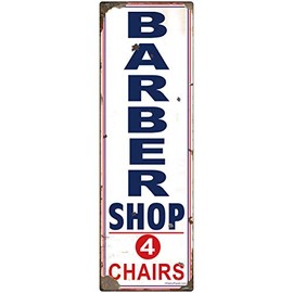 Barber Shop 4 Chairs Wall Decal Distressed 8 x 24 Vintage Style