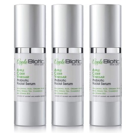 Apple Cider Vinegar Facial Serum with Hyaluronic Acid for All Skin Types, Moisturizing, Antioxidant, Day and Night Face Hydration (1 Oz) - 3 Pack