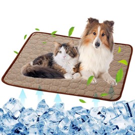 Dog Self Cooling Mat Pet Washable Summer Pads Chill Blanket Hot Weather Sleeping Kennel Mat,Ice Silk Sleep Mat Pad Non-Toxic Breathable Sleep Bed for Large Dogs Cats Ice Silk Chill Pads Coffee