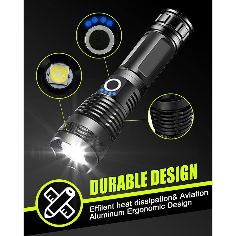 Victoper LED Flashlights 2 Pack, High Powered 10000 Lumens Super