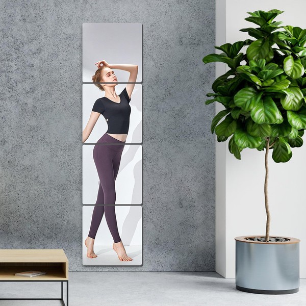 scumio 4 Pcs Full Length Wall Mirror Tiles, 12 x