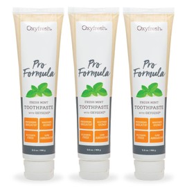 Oxyfresh Pro Formula Fresh Mint Toothpaste – Gentle Low Abrasion - Cosmetic Fluoride Free Formula - Great for Sensitive Teeth and Gums with Natural Essential Oils. 5.5 oz. (3 Pack)