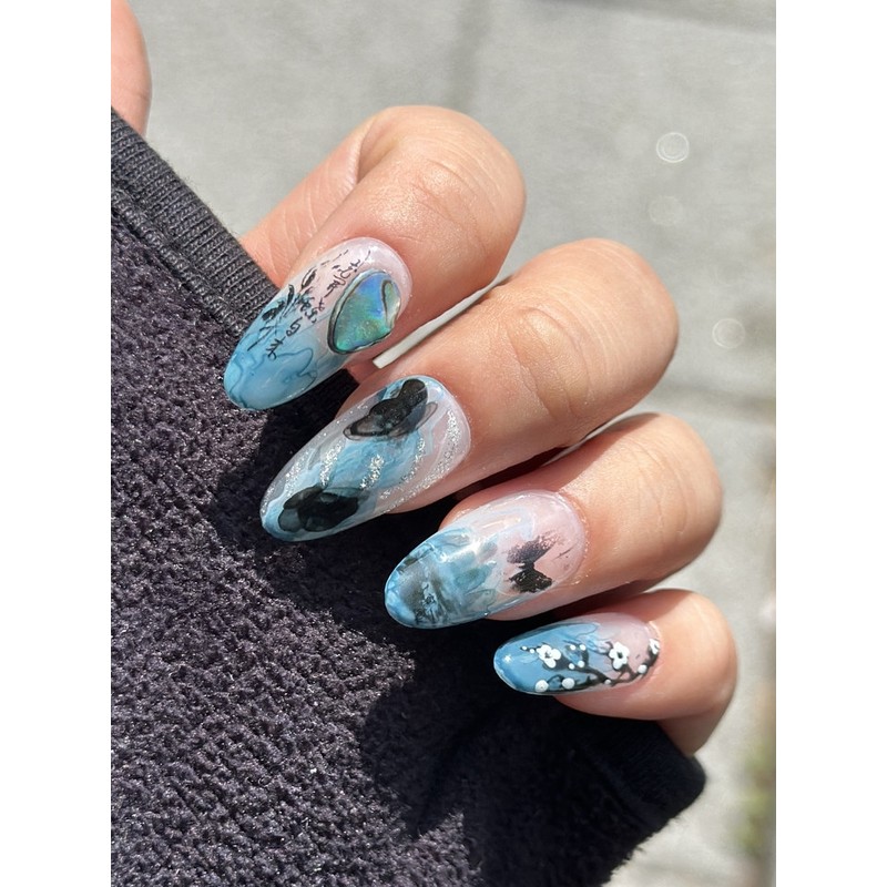 Real life gangster Phalaenopsis handmade nail tips - Square /