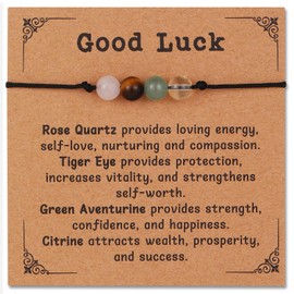 Miss Pink Good Luck Bracelet for Women, Good Luck Charms Gifts Green Aventurine Bracelet for Men Natural Healing Crystal Bracelets Lucky Jewelry Gift for Friends Sister Family (GL)