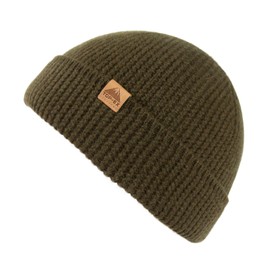 TOP-EX 100% Merino Wool Fisherman Beanie for Big Head Men | Green Fishermen Beanie Men | Extra Large Short Beanie Cap for Outdoor Hiking Winter XL XXL