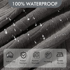 YUEANG 100% Waterproof Recliner Loveseat Cover, 2 Pieces Stretch Recliner Sofa Slipcovers Washable Couch Cover Furniture Covers for Pets, Dogs, Kids (Gray, 2 Seater)