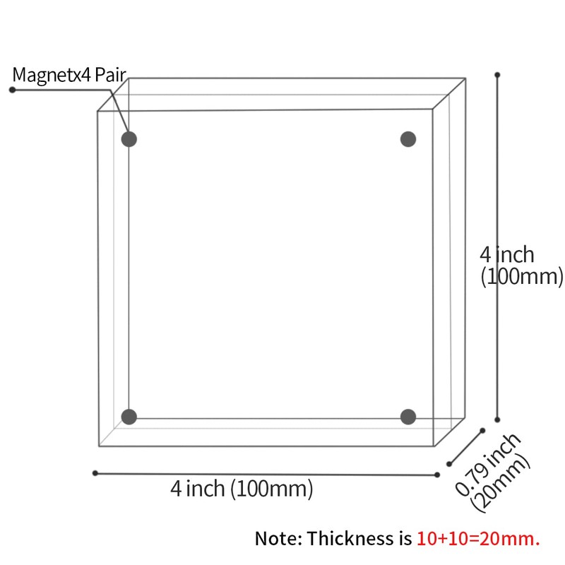 Sezanrpt Acrylic 4x4 Square Picture Frame, Magnetic Acrylic Picture Frames