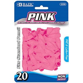 BAZIC Pink Eraser Top, Latex Free Pencil Tops Erasers, Arrowhead Caps Erasers for Kids Student, for Art Drawing School Supplies (20/Pack), 1-Pack