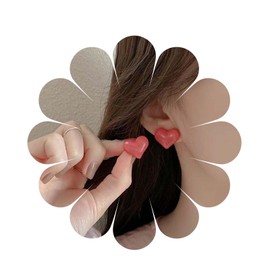 Inilbran Boho Love Heart Earrings Red Heart Stud Earrings Vintage Acrylic Heart Earrings Minimalist Heart Earrings Jewellery for Women and Girls, Zinc, No Gemstone