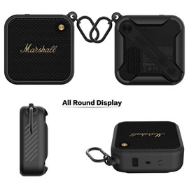 DAYJOY Soft Silicone Protective Bumper Frame Case Cover Compatible with Marshall Willen Portable Bluetooth Speaker, Protective Skin Sleeve with Carabiner and Lanyard(Black)