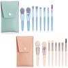 Portable Leather Case 9-Piece Makeup Brush Set Leather Case + 8-Piece Makeup Brush Set (Pink) 2ea