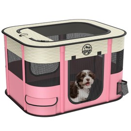 Dog playpen Puppy Play Pens Foldable Pet Crate Cage Kennel for Indoor Collapsible Kitten Enclosure with Carrying Case Food Bowl Travel Outdoor Hamster Rabbit Guinea Pig Small Animals (Pink, L, 1)