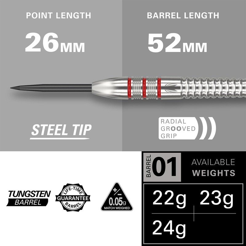 Target Darts Nathan Aspinall 24G 80% Tungsten Steel Tip Darts
