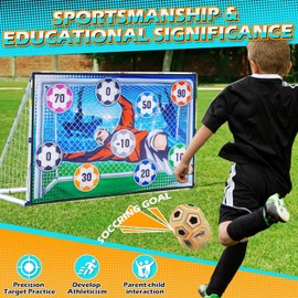 AGRASIV Fußball Spielset für Kinder 2 3 4 5 6 7 8, Fussball Dartboard Sport Spaß für Garten Park & Indoor, Weich Flanell Fußballtore, Fußball mit Klettbällen Spielzeug Geburtstag Geschenke für Jungen