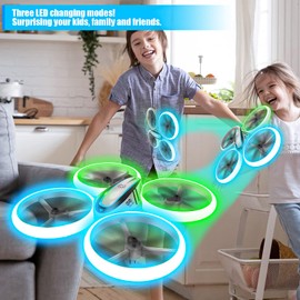 AVIALOGIC Q9s Kids RC Helicopter with Blue and Green Lights and 360° Rotation, RC Drone with Altitude Hold and Headless Mode, Great Gift for Boys and Girls