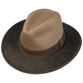 Stetson Twotone Baumwollhut mit UV-Schutz Sonnenhut Travellerhut Stoffhut Herren - Futter, Lederband Frühling-Sommer Herbst-Winter Frühjahr Sommer Herbst - L (58-59 cm) beige-braun