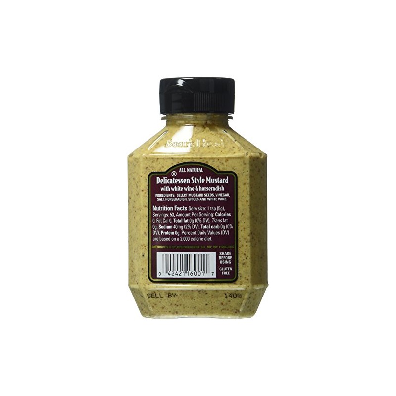 Boar's Head Deli Style Mustard with White Wine 9.5 Oz