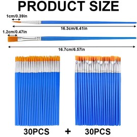 Vaniika Small Paint Brush Set, 60 pcs Paintbrushes with Flat Round Tip Brushes, Face Paint Brushes Art with Nylon Hair for Acrylic, Watercolor, Oil, Gouache, DIY Craft Decorations