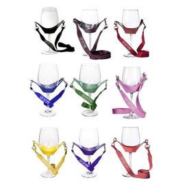 WineYoke Party Time Hands Free Wine Glass Holder Necklace Set of 2: RED & BLUE