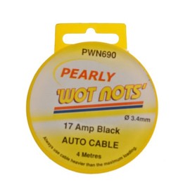 Pearl Automotive PWN690 17A 3.4mm x 4m Wiring Cable - Black