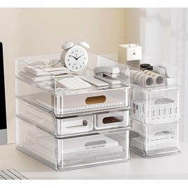 MineSign 4 Pack File Organizer Stackable Paper Tray for Desk-top Acrylic Letter Holder Clear Documents Sorter for Office Supplies Organization and Storage