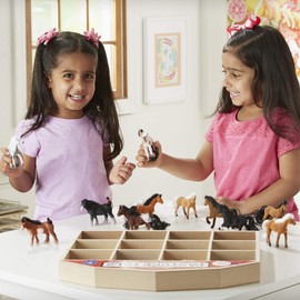Melissa & Doug Pasture Pals - 12 Collectible Horses with Wooden Barn-Shaped Crate (E-Commerce Packaging)