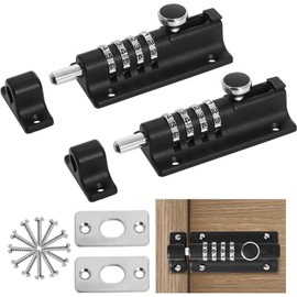 Combination Locking Bolt, 120mm Burglar Proof & Weatherproof Slide Latch Lock, 4 Digit Thicken Solid Zinc Alloy Gate Lock with Anti-Tamper Screws for Home, Garden, Gate, Childproofing, Black (2 Packs)