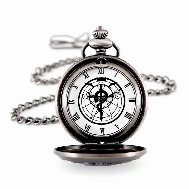 BOSHIYA Men's Pocket Watch Fullmetal Alchemist Vintage Steampunk Quartz Pocket