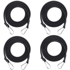 Bungee Cords with Carabiner Clips, 4PCS Black Bungee Ropes 40Inch Heavy Duty Elastic Rope Cord Multi-Purpose Elastic Bungee Straps for Motorcycle Car Trunks Bicycle Securing