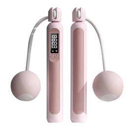 Jump Rope with Counter Rechargeable Cordless Weighted Smart Skipping Rope for Fitness Exercise Training Indoor Outdoor Pink