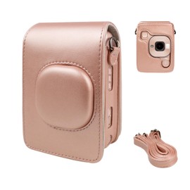 Rieibi PU Leather Camera Case Bag for Insatx Mini LiPlay Instant Camera for Instax Mini Liplay Case with Adjustable Strap, Pink, Camera case