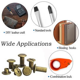 Alloygold 50 Sets Bronze Chicago Screws M5*5mm - Great for Leather Crafts, Bindings and Repairs - Strong Rivet Screws with Easy to Use Design for a Professional Finish 3/16" x1/4"