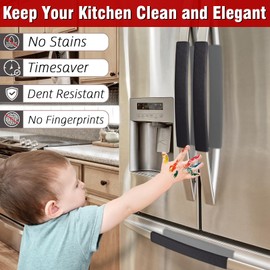 Refrigerator Door Handle Covers, Set of 5, Non-Slip Appliance Handle Covers, Washable Fridge Handle Covers, Keep Your Kitchen Clean, Freezer Microwave Oven Dishwasher Handle Protector(Black)