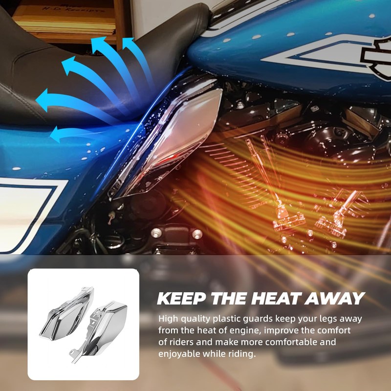 Mid Frame Air Deflector Heat Shields for Harley Touring Road