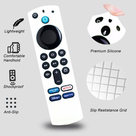 GMXT Firestick Remote Cover Glow in The Dark - TV Stick 4k Remote Cover 3rd Gen, Firestick Remote Case Anti Slip Silicone Sleeve (White 1pcs)