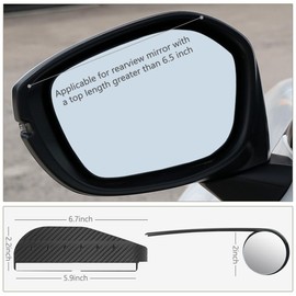 Blind Spot Mirrors, Side Rear View Mirror Rain Visor Guard, Reversing Auxiliary Round Convex Blind Area Mirror, Wide Angle Adjustable for Car SUV and Trucks (2-in-1)