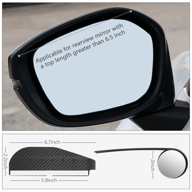 Blind Spot Mirrors, Side Rear View Mirror Rain Visor Guard,