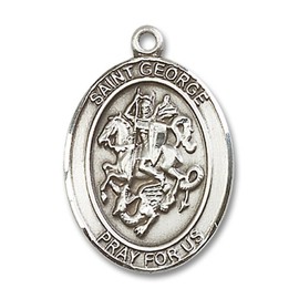 bliss Sterling Silver St George Medal Pendant Necklace 1 x 3/4" on 24'' Chain W/ Box