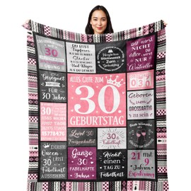 Yesbird 30th Birthday Women, 30th Birthday Decoration, 30th Birthday Women, Decoration 30th Birthday Woman, Gifts for 30th Birthday Woman, Gift 30th Birthday Woman Blanket 150 x 130 cm