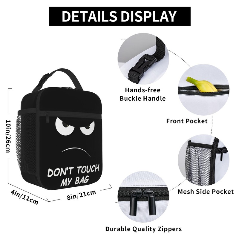 NKHFNBIO Don't Touch My Bag Funny Insulated Lunch Box with
