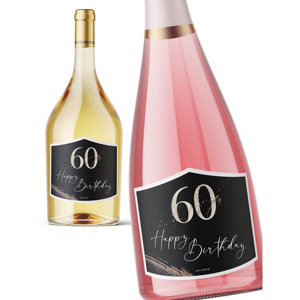 JoliCoon - 60th Birthday Bottle Labels - 60th Birthday Decorations - Golden Glamour
