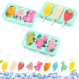 Ice Lolly Moulds, Pack of 3 Ice Lolly Moulds, BPA-Free for Children, Easy to Release DIY Ice Mould, Reusable Ice Moulds, Popsicle Moulds with Handle and Lid