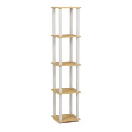 Furinno Turn-S-Tube Wood 5-Tier Corner Rack Display Shelf in Beech/Natural