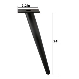 ALXEH Oblique Furniture Leg 24 Inch, Slant Tapered Metal Coffee Table Legs 4pcs, Mid Century Modern Sofa Cabinet Feet Black for Home DIY Project